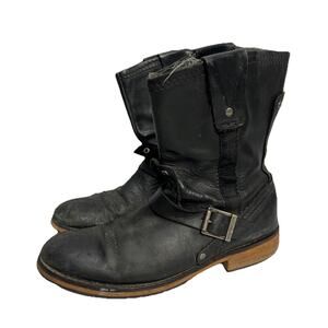 Harley Davidson Boots Stock #95167 Black Leather Buckles Mens Size US 9 EUR 42